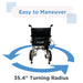 Journey Air Lightweight Folding Power Chair Turning Radius View