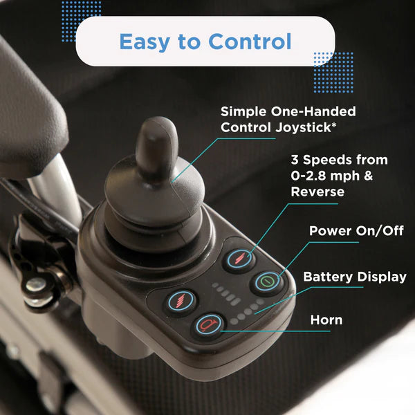 Journey Air Lightweight Folding Power Chair Control Panel View