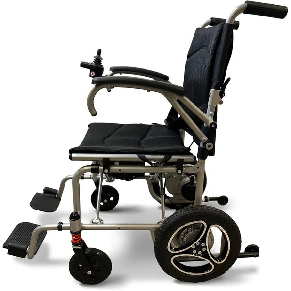 Journey Air Lightweight Folding Power Chair With Flip Up Footrests Side View