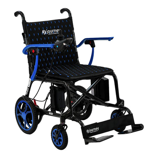 Journey Blue Air Elite Lightweight Folding Power Chair With Flip Up Footrests View