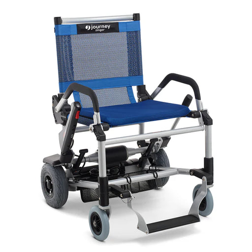 Journey Blue Zinger Folding Power Chair With Floating Footrests View