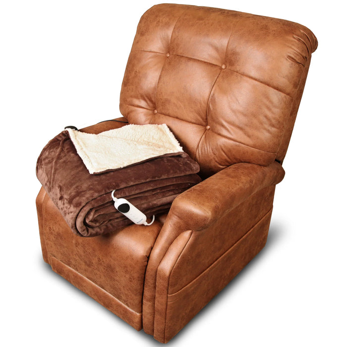 Journey Perfect Sleep Chair Deluxe Plus Duralux Tan With Blanket View