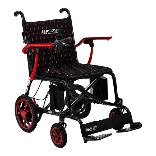 Journey Red Air Elite Lightweight Folding Power Chair With Flip Up Footrests View