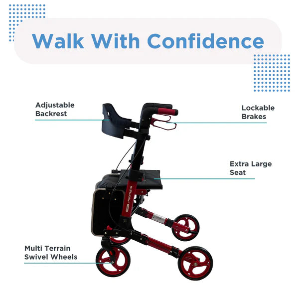 Journey Red Breeze Rollator Detailed View