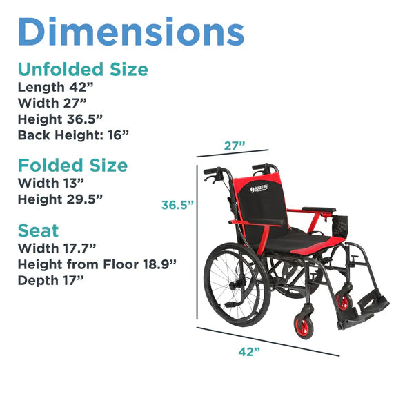 Journey So Lite C2 Ultra Lightweight Wheelchair Dimensions View