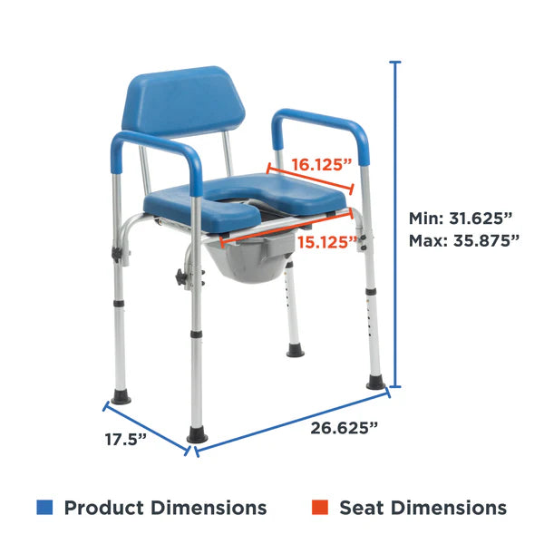 Journey SoftSecure 3 in 1 Commode Chair Dimensions View