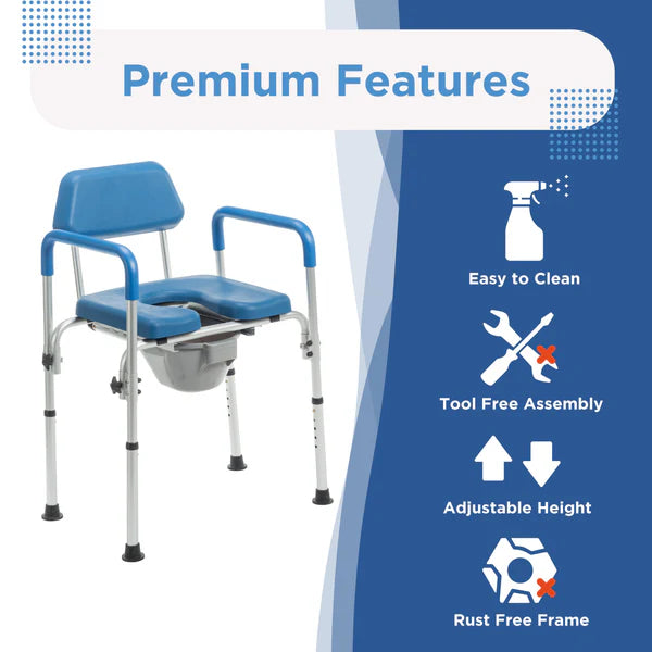 Journey SoftSecure 3 in 1 Commode Chair With Pail Premium Features View