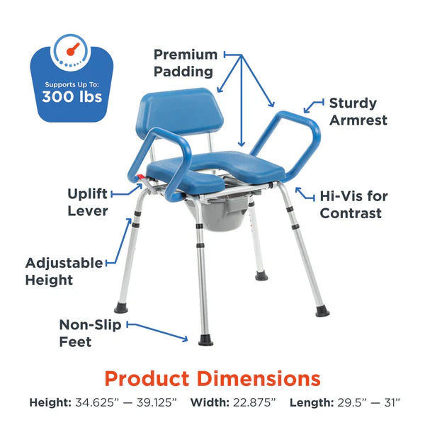 Journey SoftSecure Uplift Toilet Assist Commode Dimensions View