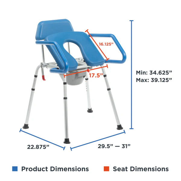 Journey SoftSecure Uplift Toilet Assist Commode Seat Dimensions View