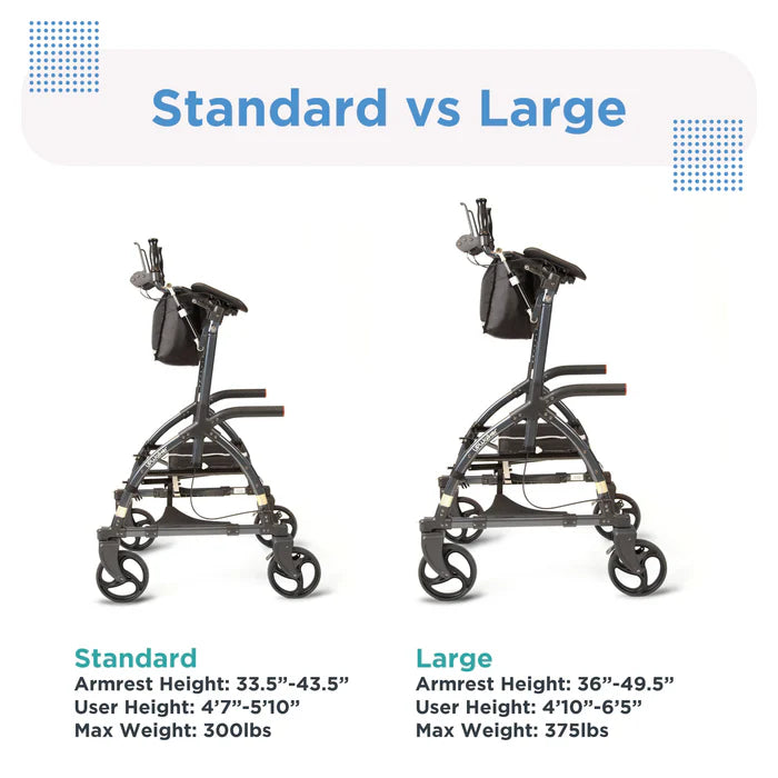 Journey UPWalker Original Rollator Comparison With Standard Size View