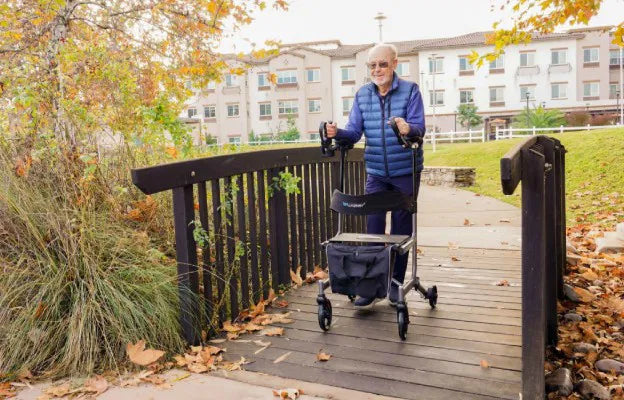 Journey UPWalker Original Rollator Used By Patient In Outdoor View