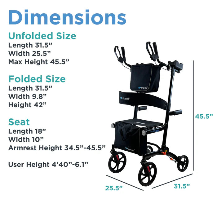 Journey UPWalker Premium Lite 2024 Model Dark Silver Dimensions View