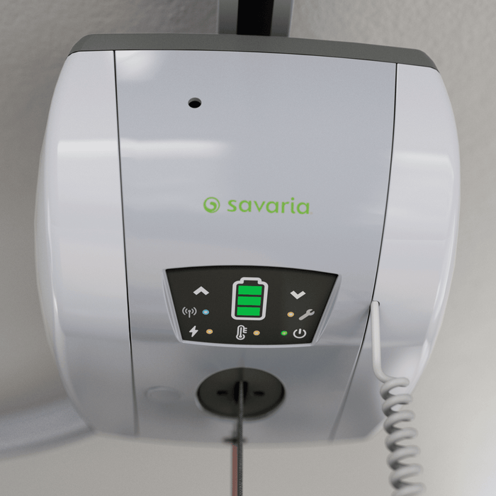 Savaria M-Series Clinical Ceiling Lift With Lithium-Ion Technology For Safe, Efficient Patient Transfers Showing Zoomed View Of Lift