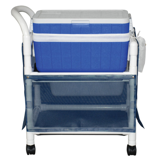 MJM International 810 Hydration Cart With 48 Quartz Ice Chest Pull Out Storage And Skirt View
