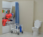 MJM International All Purpose Dual Shower Transfer Chair In Bathroom Setting With Patient In Bathtub View