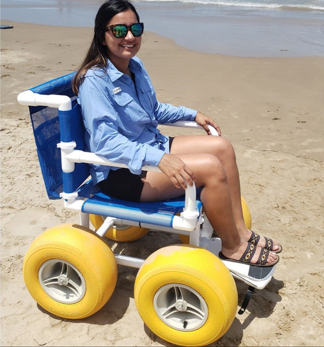 MJM International All Terrain Recreational Chair With Heavy Duty Wheels And Foldable Footrest With Patient Outdoor View