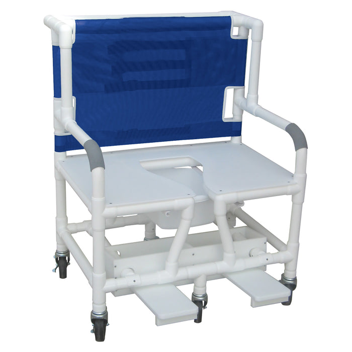 MJM International Bariatric Shower Chair With Individual Self Storing Sliding Footrests And 6 Caster Wheels View