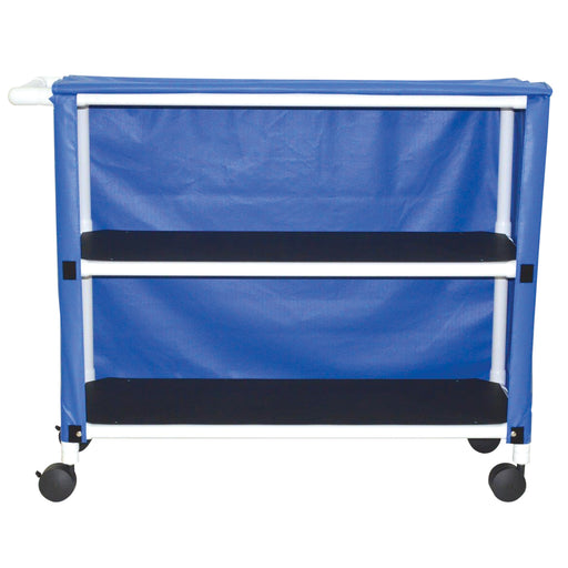 MJM International Blue Jumbo Two Shelf Linen Cart View