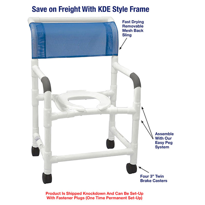 MJM International Blue Mid Size Shower Chair Knockdown KDE Style Frame Detailed View
