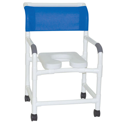 MJM International Blue Mid Size Shower Chair With Soft Seat And Designer Mesh Fabric Backrest View