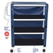 MJM International Dark Blue Mid Size Three Shelf Linen Cart Detailed View