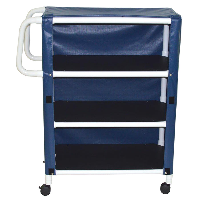 MJM International Dark Blue Mid Size Three Shelf Linen Cart View