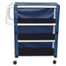 MJM International Dark Blue Mid Size Three Shelf Linen Cart View