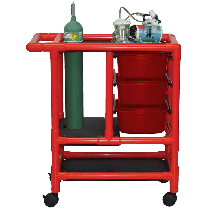 MJM International | Emergency Crash Cart with Suction Machine Shelf