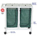 MJM International Forest Green Double Bag Hamper 23 Gallon Capacity Per Bag Caster Wheel Detailed View
