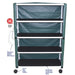 MJM International Forest Green Jumbo Four Shelf Linen Cart Detailed View