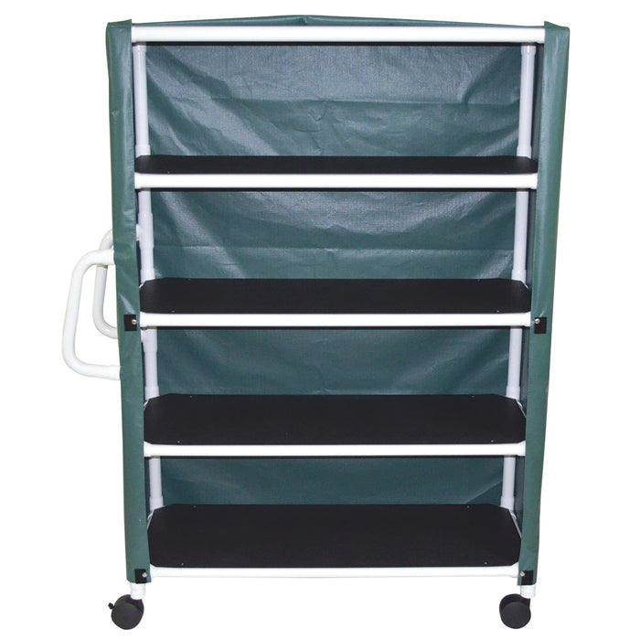 MJM International Forest Green Jumbo Four Shelf Linen Cart View