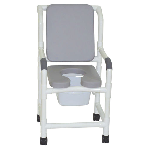 MJM International Gray Shower Chair With Soft Seat Deluxe Elongated Cushion Back And Square Pail View