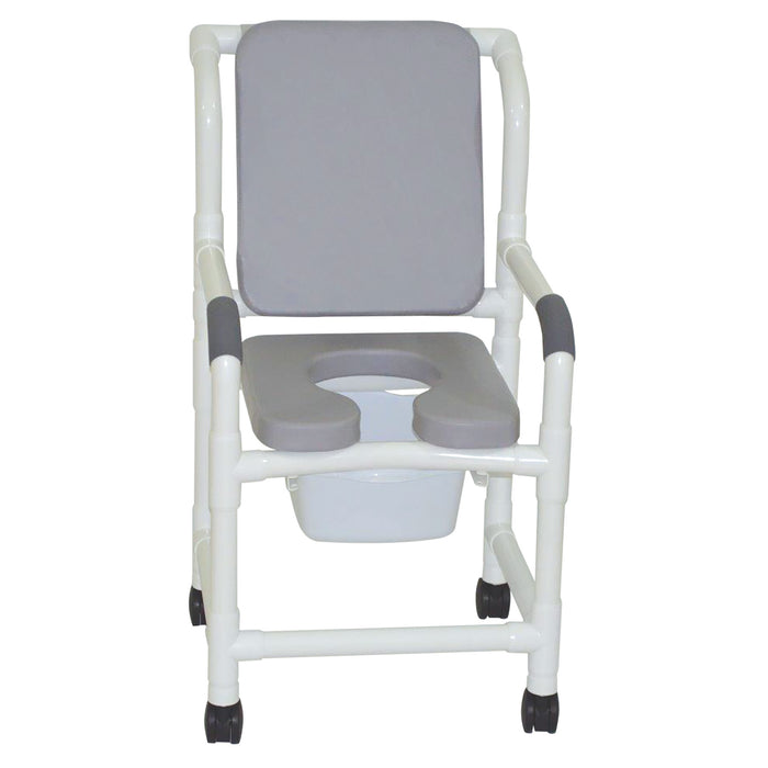 MJM International Gray Shower Chair With Soft Seat Deluxe Elongated Cushion Back And Square Pail View