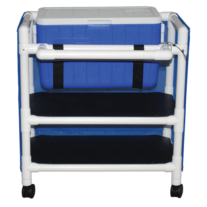 MJM International Hydration Cart With 48 Quartz Ice Chest And 2 Storage Shelves View