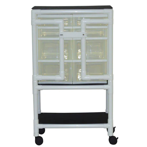 MJM International Isolation Cart With 8 Slide Out Drawer And Bottom Shelf View