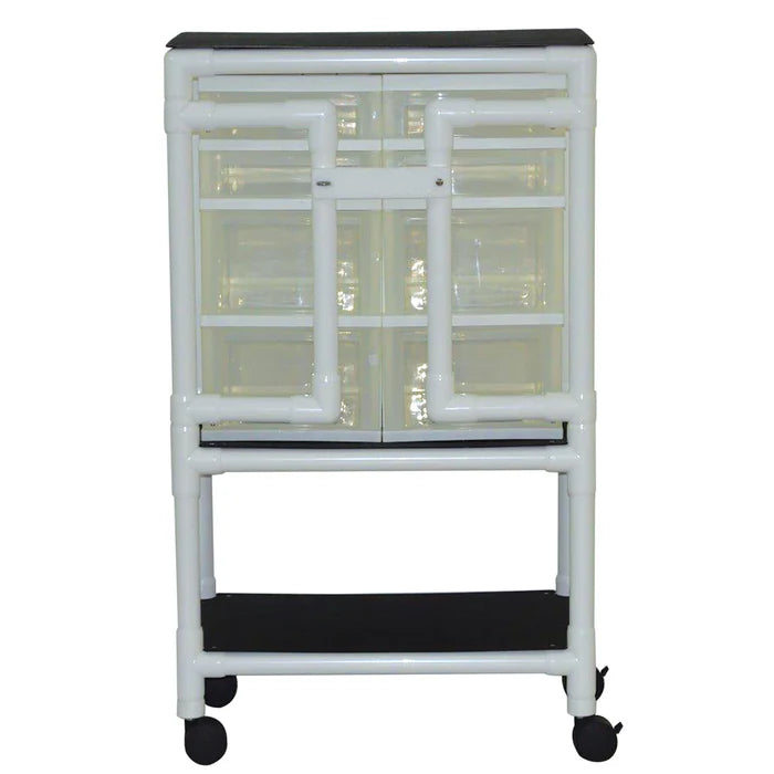 MJM International Isolation Cart With 8 Slide Out Drawer And Bottom Shelf View