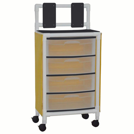 MJM International Isolation Universal Cart With Top Writing Shelf And Glove Dispenser Panel 4 Drawer View