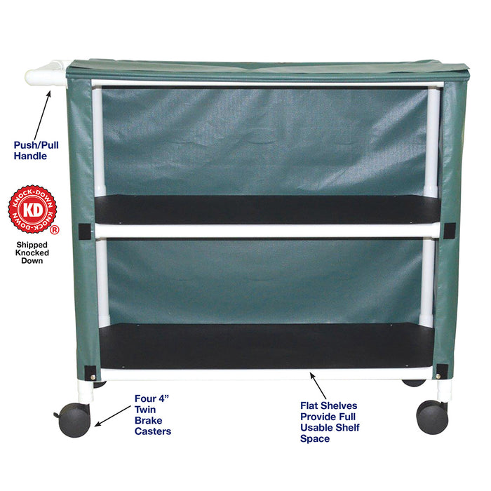 MJM International Mayan Teal Large Two Shelf Linen Cart Detailed View