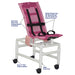 MJM International Medium Articulating Shower Chair With Base Extension Safety Straps Twin Casters Detailed View