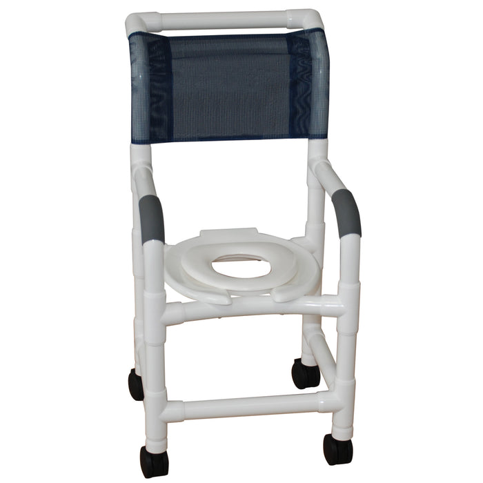 MJM International Pediatric Shower Chair With Reducer Hard Seat In Black Mesh With Caster View