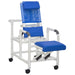 MJM International Reclining Shower Chair With Elongated Open Front Seat And Elevated Leg Extension In Fully Elevated Position View