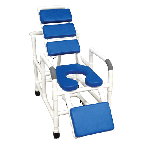 MJM International Reclining Shower Chair With Total Padded Backrest Soft Seat And Padded Elevating Legrest View