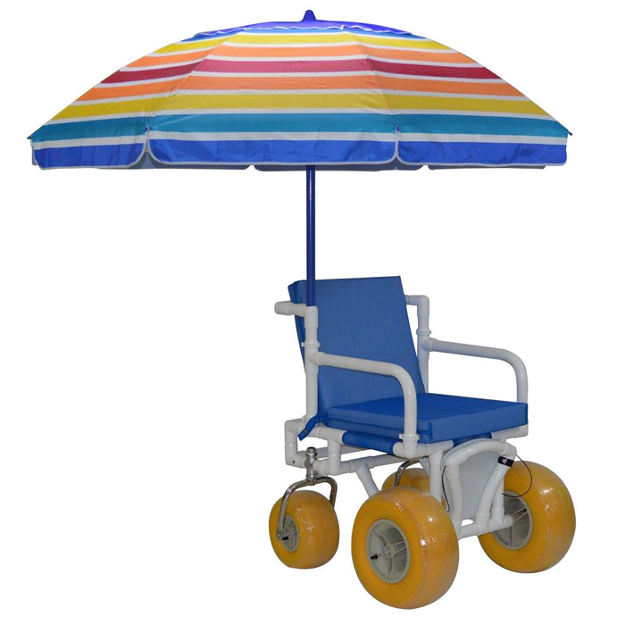 MJM International Recreational Chair With Cushion Seat And Umbrella With Folded Footrest View