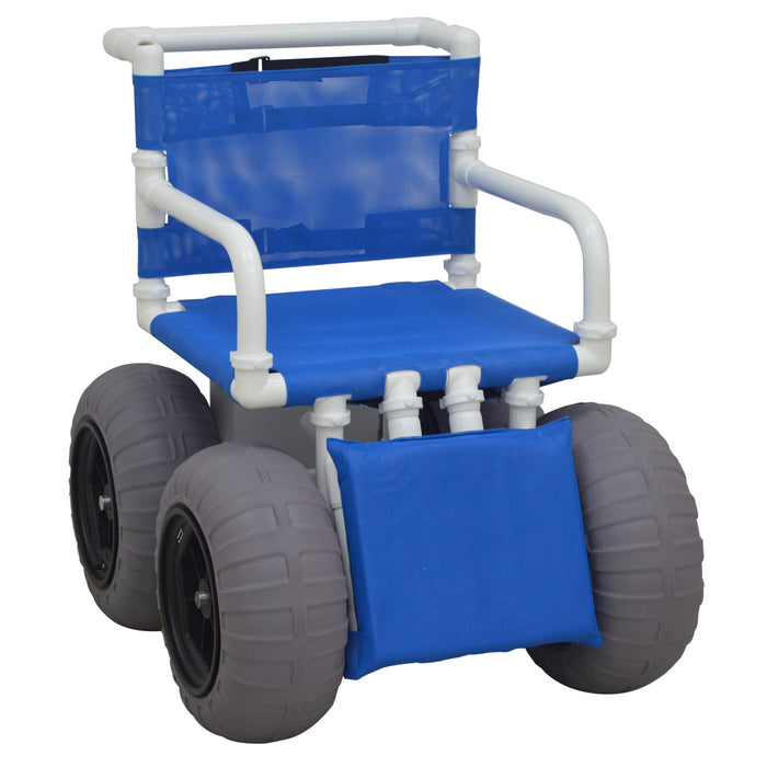MJM International Recreational Chair With Elevating Leg Rest, Gray Treaded Wheels And 250 Lb Capacity