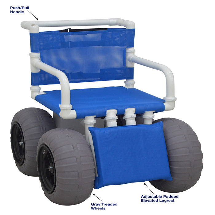 MJM International Recreational Chair With Elevating Leg Rest, Gray Treaded Wheels And 250 Lb Capacity Featuring Labels 