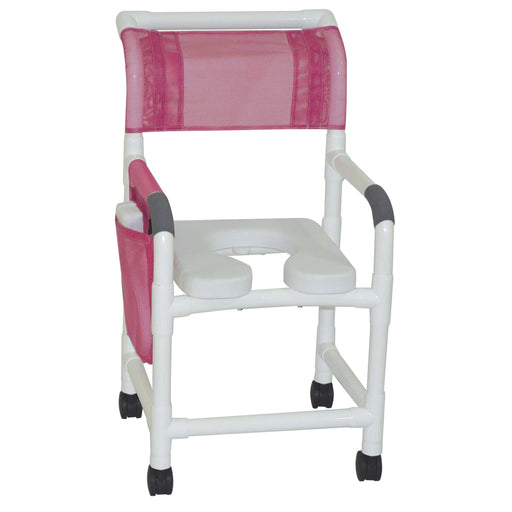 MJM International Shower Chair Dual Usage With Soft Seat And Commode Access View