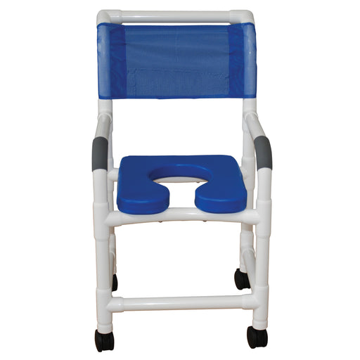 MJM International Shower Chair Dual With Blue Soft Seat Deluxe Elongated View