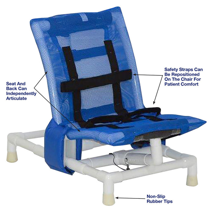 MJM International Small Articulating Shower Chair With Safety Strap And Non Rubber Tips Detailed View