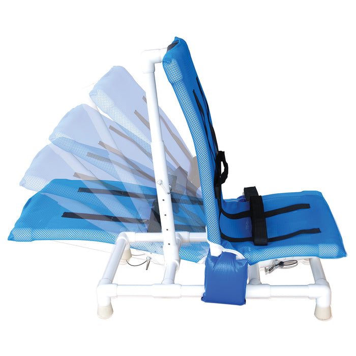 MJM International Small Articulating Shower Chair With Safety Strap And Non Rubber Tips With Adjustable Recline Position View