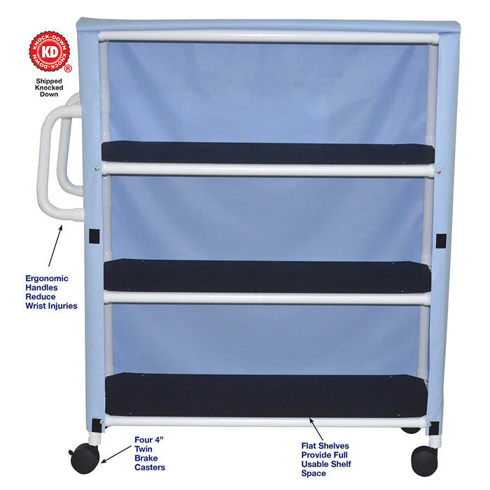 MJM International Suncast Jumbo Three Shelf Linen Cart Detailed View